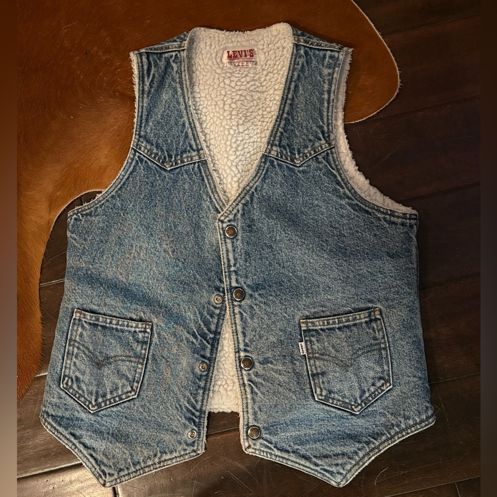 Vintage 1970’s Levi's Classic Blue Denim Vest with Sherpa Lining